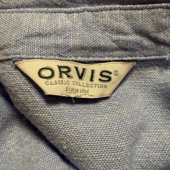 Orvis Classic Collection Blue Button-Up Blouse Long Sleeve Coastal Casual Chic - Picture 4 of 9